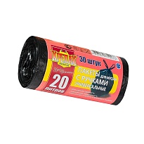 Мешки для мусора 20 л, с ручками, черные, в рулоне 30 шт., ПНД, 10 мкм, 550х440 мм, Крепак, 4607075710276 в Каменск-Шахтинском