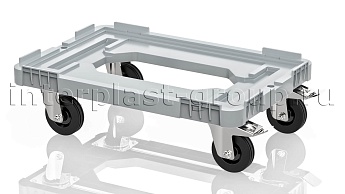 Тележка пластиковая с отверстием 2 колеса с тормозом усиленная серая в Каменск-Шахтинском