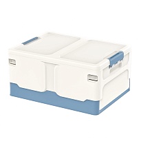 Ящик пластиковый складной белый, дно синее, 480х360х240 мм в Каменск-Шахтинском Ящик пластиковый складной белый, дно синее, 480х360х240 мм в Каменск-Шахтинском