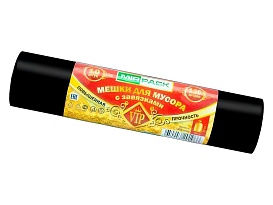 Мешки для мусора 120 л, с завязками, черные, в рулоне 10 шт., ПНД, 15 мкм, 800х750 мм, VIP, Z12010black в Каменск-Шахтинском