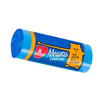 Мешки для мусора 20 л, синие, в рулоне 30 шт., ПНД, 8 мкм, 500х400 мм, Comfort, М0017 (МН 20-30с) в Каменск-Шахтинском Мешки для мусора 20 л, синие, в рулоне 30 шт., ПНД, 8 мкм, 500х400 мм, Comfort, М0017 (МН 20-30с) в Каменск-Шахтинском
