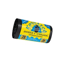 Мешки для мусора 20 л, с ушками, черные, в рулоне 30 шт., ПНД, 10 мкм, 550х440 мм, Крепакоф, 4607075710405 в Каменск-Шахтинском Мешки для мусора 20 л, с ушками, черные, в рулоне 30 шт., ПНД, 10 мкм, 550х440 мм, Крепакоф, 4607075710405 в Каменск-Шахтинском