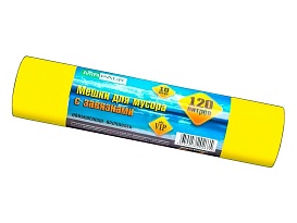 Мешки для мусора 120 л, с завязками, желтые, в рулоне 10 шт., ПНД, 15 мкм, 800х750 мм, VIP, Z12010yel в Каменск-Шахтинском