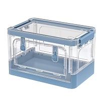 Ящик пластиковый складной прозрачный, дно синее, 360х235х230 мм, с колесиками в Каменск-Шахтинском Ящик пластиковый складной прозрачный, дно синее, 360х235х230 мм, с колесиками в Каменск-Шахтинском