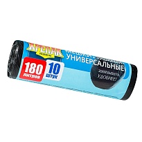 Мешки для мусора 180 л, с ушками, черные, в рулоне 10 шт., ПНД, 20 мкм, 1150х800 мм, Крепак, 4607075710498 в Каменск-Шахтинском