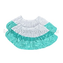 Бахилы бело-бирюзовые 1000 шт (500 пар), 48 мкм, двойная подошва, с одной резинкой, Эконом+ в Каменск-Шахтинском