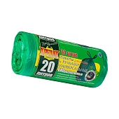 Мешки для мусора 20 л, биоразлагаемые, с ручками, черные, в рулоне 30 шт., ПНД, 10 мкм, 550х440 мм, Крепак, 4607075710047