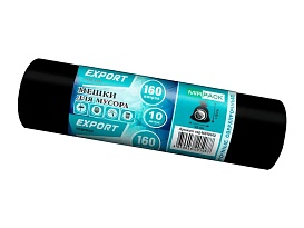 Мешки для мусора 160 л, ароматизированные, черные, в рулоне 10 шт., ПВД, 80 мкм, 1100х930 мм, EXPORT, exp16010142 в Каменск-Шахтинском