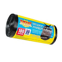 Мешки для мусора 180 л, черные, в рулоне 30 шт., ПНД, 20 мкм, 1150х800 мм, Крепак, 4607075710139 в Каменск-Шахтинском