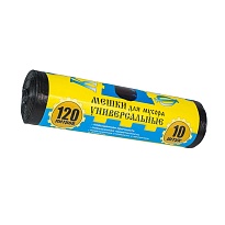 Мешки для мусора 120 л, с ушками, черные, в рулоне 10 шт., ПНД, 13 мкм, 1050х680 мм, Крепакоф, 4607075710252 в Каменск-Шахтинском Мешки для мусора 120 л, с ушками, черные, в рулоне 10 шт., ПНД, 13 мкм, 1050х680 мм, Крепакоф, 4607075710252 в Каменск-Шахтинском