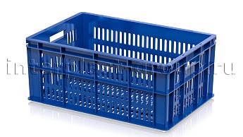 Ящик для молока, мяса, овощей и фруктов большая перфорация дно перфорированное синий в Каменск-Шахтинском Ящик для молока, мяса, овощей и фруктов большая перфорация дно перфорированное синий в Каменск-Шахтинском