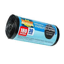 Мешки для мусора 180 л, с ушками, черные, в рулоне 30 шт., ПНД, 20 мкм, 1150х800 мм, Крепак, 4607075710399 в Каменск-Шахтинском