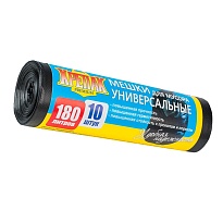 Мешки для мусора 180 л, черные, в рулоне 10 шт., ПНД, 20 мкм, 1150х800 мм, Крепак, 4607075710481 в Каменск-Шахтинском