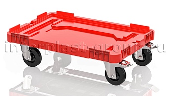 Тележка пластиковая сплошная 2 колеса с тормозом усиленная красная в Каменск-Шахтинском Тележка пластиковая сплошная 2 колеса с тормозом усиленная красная в Каменск-Шахтинском