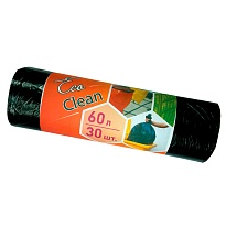 Мешки для мусора 60 л, черные, в рулоне 30 шт., ПНД, 6 мкм, 640х580 мм, Концепция Быта EcoClean, 603890 в Каменск-Шахтинском