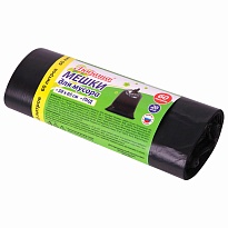 ММешки для мусора 60 л, черные, в рулоне 20 шт., ПНД, 8 мкм, 650х580 мм, Любаша, 608092 в Каменск-Шахтинском