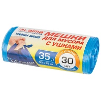 Мешки для мусора 35 л, с ушками, синие, в рулоне 30 шт., ПНД, 11 мкм, 650х500 мм, LAIMA ULTRA, 607684 в Каменск-Шахтинском