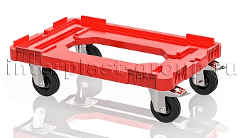 Тележка пластиковая с отверстием 2 колеса с тормозом усиленная красная в Каменск-Шахтинском Тележка пластиковая с отверстием 2 колеса с тормозом усиленная красная в Каменск-Шахтинском