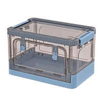 Ящик пластиковый складной прозрачный коричневый, дно синее, 360х235х230 мм, с колесиками в Каменск-Шахтинском Ящик пластиковый складной прозрачный коричневый, дно синее, 360х235х230 мм, с колесиками в Каменск-Шахтинском