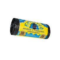 Мешки для мусора 30 л, с ушками, черные, в рулоне 30 шт., ПНД, 8 мкм, 580х460 мм, Крепакоф, 4607075710412 в Каменск-Шахтинском