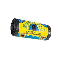 Мешки для мусора 30 л, с ушками, черные, в рулоне 30 шт., ПНД, 8 мкм, 580х460 мм, Крепакоф, 4607075710238 в Каменск-Шахтинском